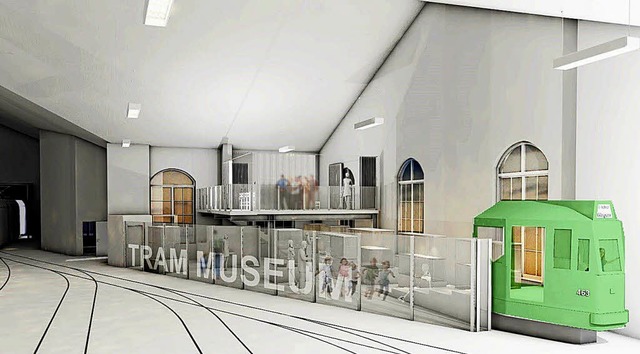 So oder so hnlich knnte das Museum i...ehenden Tramdepot Dreispitz aussehen.   | Foto: Visualisierung: BVB
