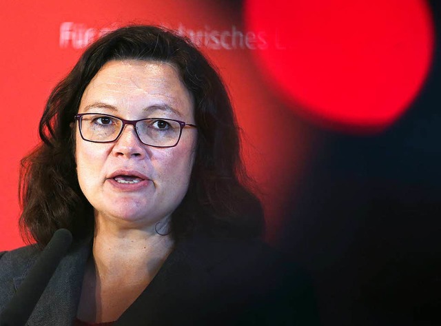 Nahles will nach dem massiven Widersta...CDU) und CSU-Chef Seehofer verhandeln.  | Foto: dpa