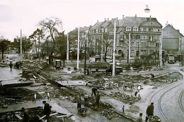Die Umbauarbeiten am Komturplatz zeigt... Strae, rechts die Zhringer Strae).  | Foto: Archiv Manfred Gallo