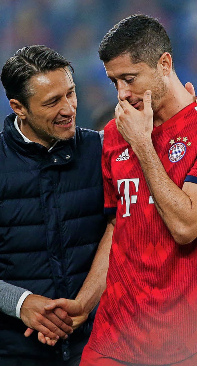 Wer soll sie stoppen? Bayern-Trainer Niko Kovac und Strmer Robert Lewandowski.   | Foto: dpa