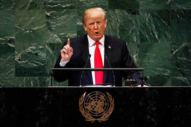 Donald Trump bei seiner Rede vor der UN-Vollversammlung  | Foto: dpa