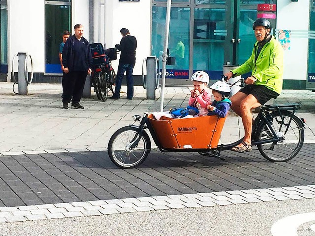Kurt Hockenjos aus Hugsweier ist bereits mit einem Lastenrad unterwegs.  | Foto: Stadt