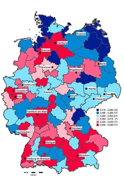 Psychologische Landkarte Deutschlands zum Punkt  Extraversion  | Foto: Uni Jena