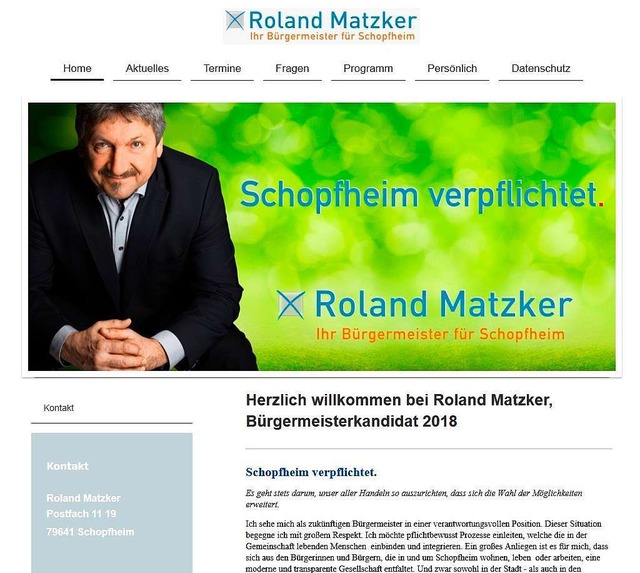 Website des Brgermeisterkandidaten Roland Matzker  | Foto: Screenshot