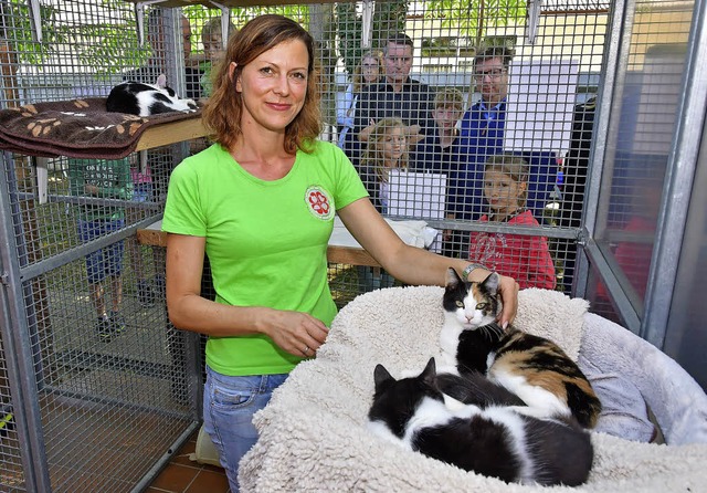 Natascha Rieger streichelt Schneewittchen und Aschenputtel.  | Foto: Dieter Erggelet