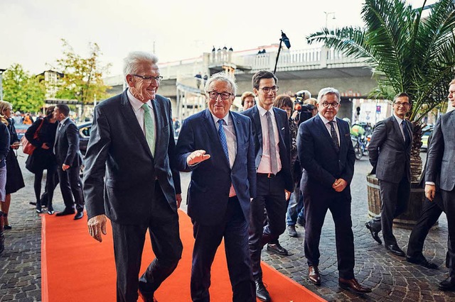 Auf dem Weg zum Brgerdialog in Freibu...rttembergs Europaminister Guido Wolf   | Foto: Felix Groteloh