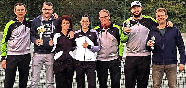 Die Vereinsmeister beim Tennisclub Gr...i Amann, Sven Jehle und  Martin Kaiser  | Foto: Tobias Kaiser