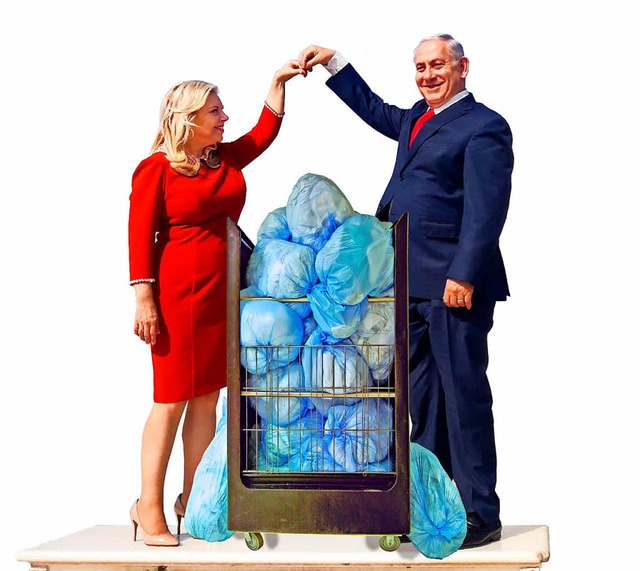 Sara und ihr  Gatte  Benjamin Netanjahu: Probleme mit der Wsche  | Foto: STR