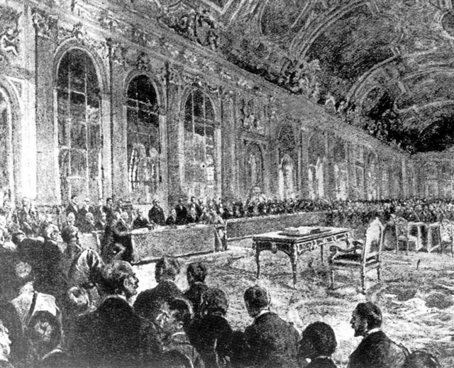 28. Juni 1919 in Versailles: Archivbil... Deutschen Reich unterzeichnet wurde.   | Foto:  DPA