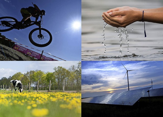 Gut frs Klima: Radfahren, sauberes Wasser, kolandbau, erneuerbare Energien  | Foto: dpa