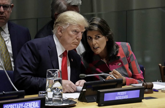 Die bisherige UN-Botschafterin Nikki H...n Draht zu US-Prsident Donald Trump.   | Foto: dpa
