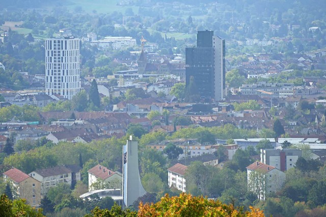 Die nrdliche Innenstadt von Lrrach r...mitte) sollen Sanierungsgebiet werden.  | Foto: Peter Gerigk