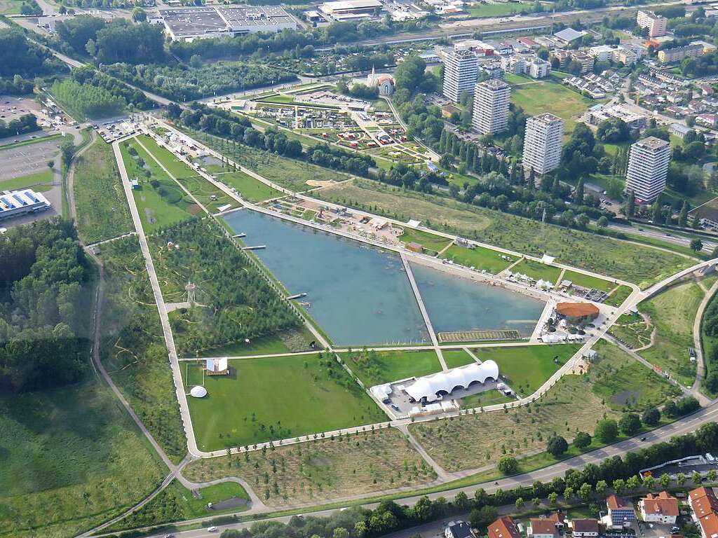 Dieses Luftbild vom Seepark hat Bernd Prengel beim Zeppelinflug ber das Gelnde gemacht.