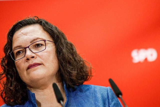 SPD-Parteichefin Andrea Nahles  kann  ...er das als Unzuverlssigkeit auslegen.  | Foto: dpa