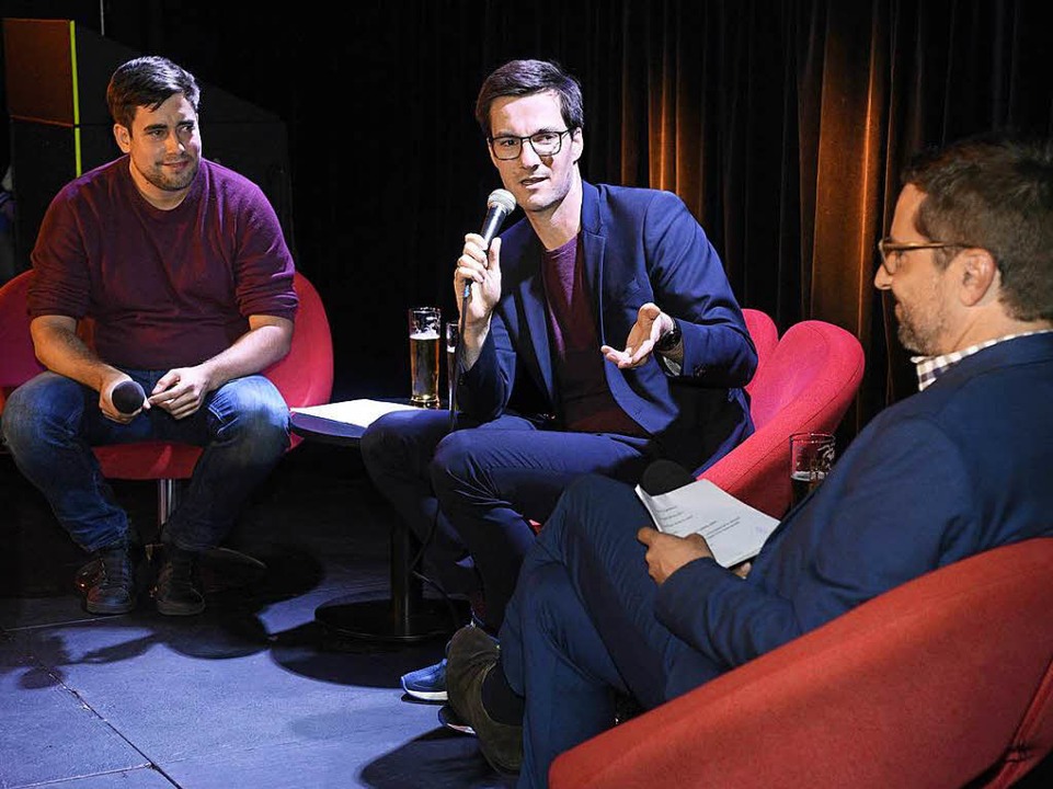 Freiburgs OB Martin Horn im Gesprch m...aschke (rechts) und Simon Waldenspuhl.  | Foto: Thomas Kunz