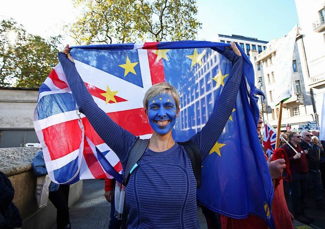 Sie will, dass Grobritannien in der E...ne Demonstrantin am Samstag in London   | Foto: dpa