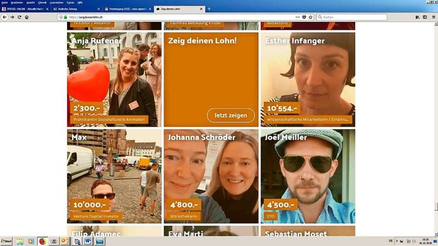 Schweizer offenbaren mit Name und Gesicht ihren Lohn.  | Foto: Screenshots: DS