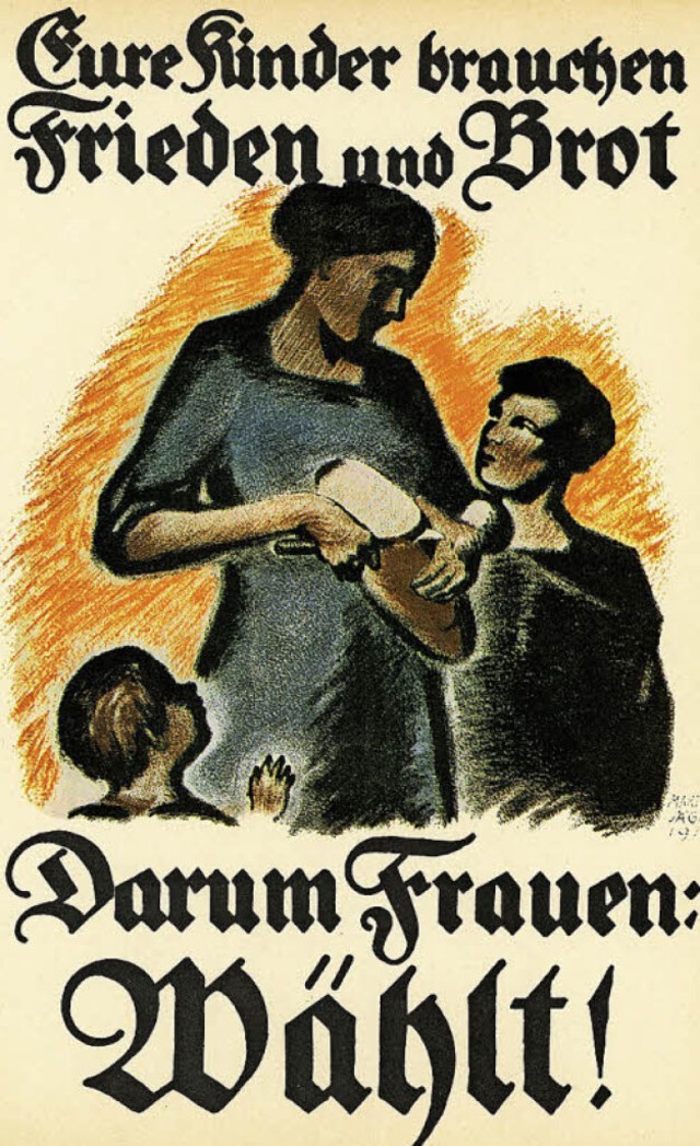 Plakat zum Frauenwahlrecht aus der Sammlung Dreilndermuseum.  | Foto: Dreilndermuseum