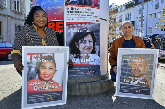 Sylvie Nantcha und Dejan Mihajlovic we...arteten Kampagne fr die Einbrgerung.  | Foto: Michael Bamberger