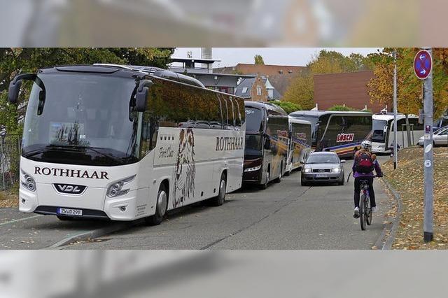 Reisebusse drfen auf dem Fahrradweg parken