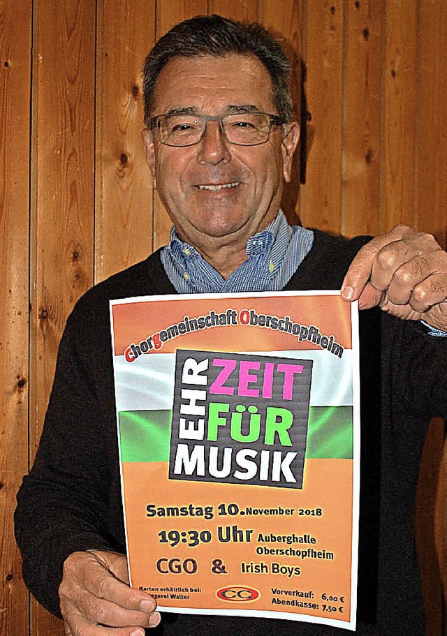 Dirigent Peter Kupfer freut sich auf das Konzert.   | Foto: Barbara Rderer