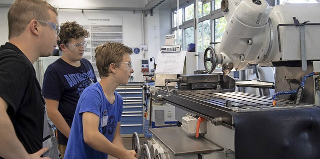 Das Mllheimer Schlerforschungszentru...r Lehrwerkstatt der Firma Auma statt.   | Foto: volker Mnch