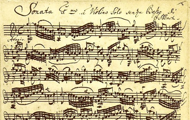 Filigrane Handschrift: der Beginn der ...sonate BWV 1001 im Autograph von 1720   | Foto: Wikipedia