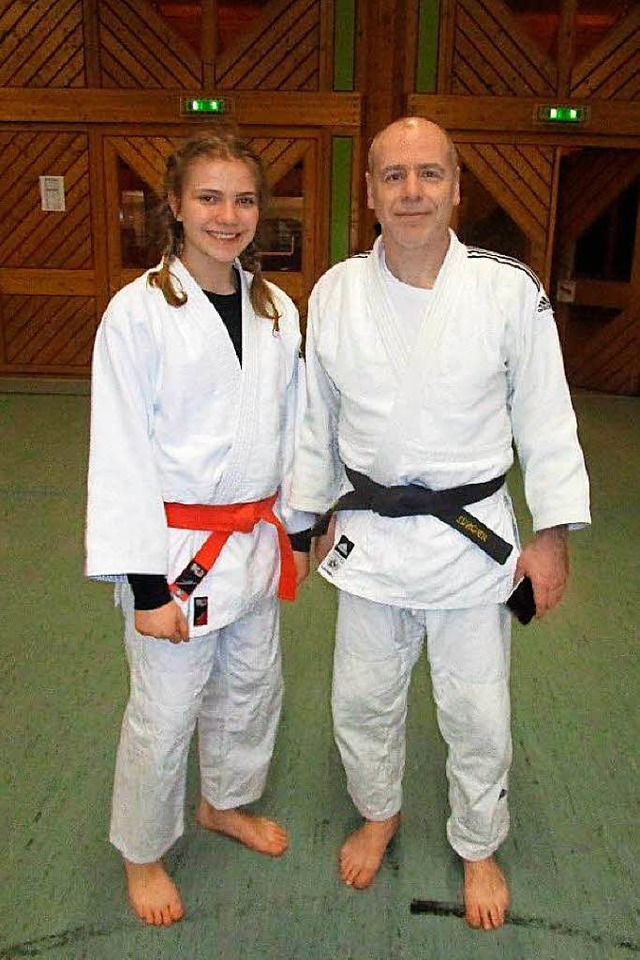 Cosima Stlpnagel mit ihrem Judotrainier Jrgen Wissler   | Foto: Heinrich Stlpnagel