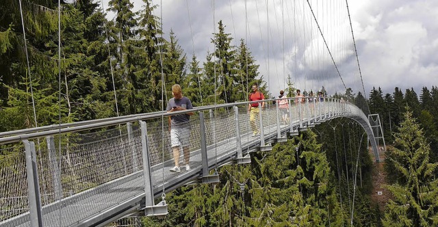 Schwindelerregend: Die leicht schwankende  Hngebrcke ist ein Erlebnis.   | Foto: ChrisTiane Neubauer