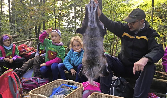 Die Hausener Erstklssler waren mit Frster Sven-Hendrik Wnsch im Wald  | Foto: Privat