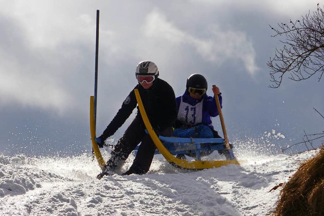 Die ganze Dynamik des Hornschlittenren...Rennen im Januar 2017 in Hinterzarten.  | Foto: Privat