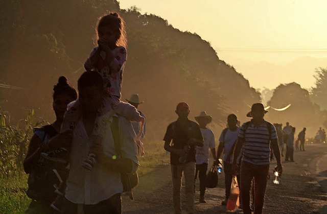 Viele Migranten aus Mittelamerika sind...dem Weg zur sdlichen Grenze der USA.   | Foto: dpa