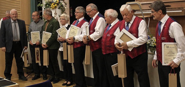 Die Geehrten:  Horst Gutmann, Theo Rie...dolf Lind und Xaver Kopf (von links).   | Foto: Otmar Faller