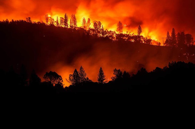 USA, Paradise: Das Camp Fire brennt auf einem Hgel in der Nhe von Big Bend.  | Foto: dpa