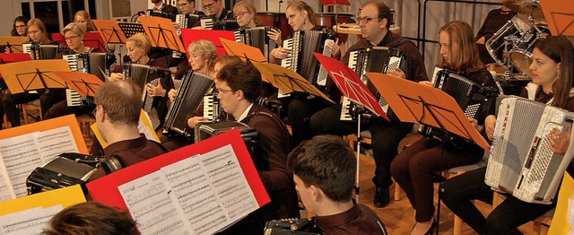Das Konzertorchester beim Auftritt in der Steinhalle.   | Foto: Christian Ringwald