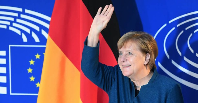 Eine Rede zum Vermchtnis: Angela Merkel vor dem Europaparlament in Straburg  | Foto: AFP