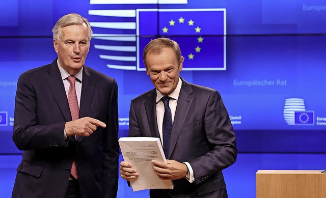EU-Chefunterhndler Michel Barnier be...rbleibenden Mitgliedstaaten vertritt.   | Foto: dpa