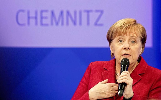 Angela Merkel in Chemnitz  | Foto: dpa