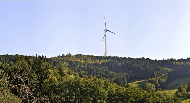 Streitpunkt Windkraft &#8211; das geplante Windrad auf dem Kallenwald.   | Foto: Animation: kostrom Consulting Freiburg GmbH
