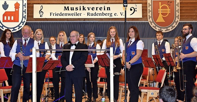 Der Musikverein Friedenweiler-Rudenberg beim Jahreskonzert im Frstenbergsaal.  | Foto: Thomas Biniossek