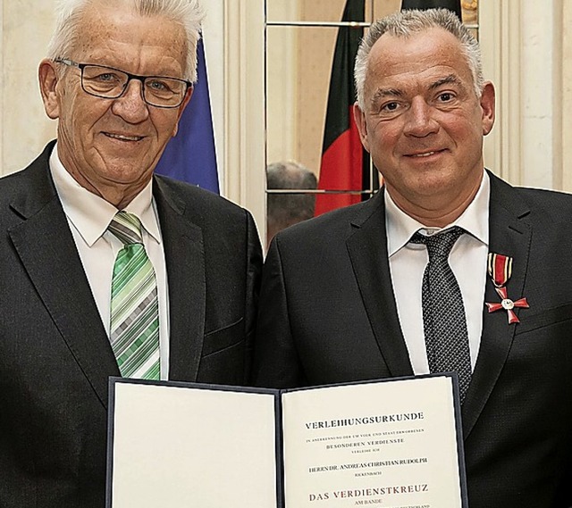 Andreas Rudolph aus Rickenbach bekommt  den Verdienstorden der BRD  | Foto: Staatsministerium Baden-Wrttemberg