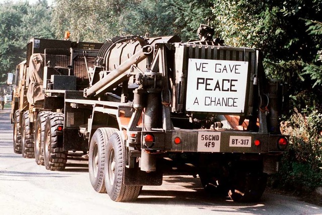 1988 wurden die ersten Pershing-II-Rak... da sie Moskau Vertragsbruch vorwirft.  | Foto: Harry Melchert