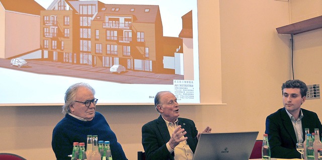 Architekt Hans-Rudolf Kirchner und Bau...meister Adrian Probst (von links) vor.  | Foto: Christiane Sahli