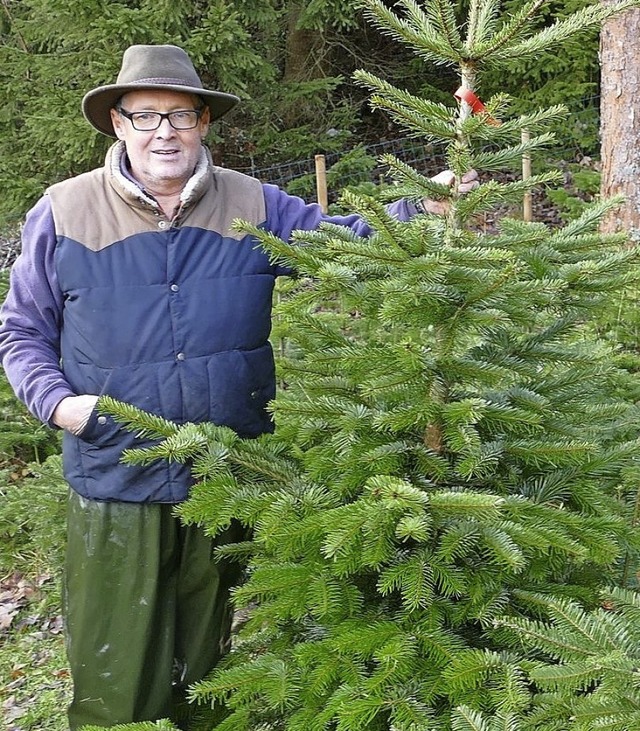 Thomas Wiech mit einem seiner vielen Weihnachtsbume.   | Foto: Tanja Bury