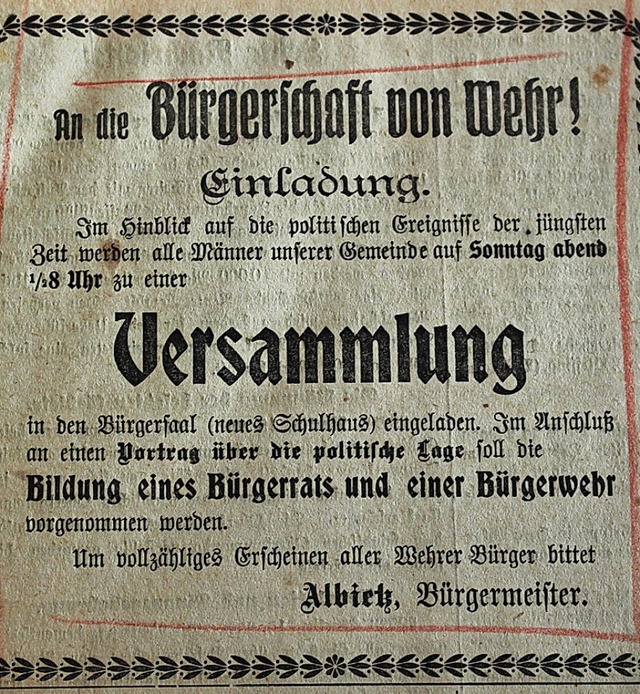 Mit dieser Anzeige lud die Gemeinde Wehr zur Bildung eines Brgerrates ein.  | Foto: Archivbild: Hansjrg Bader