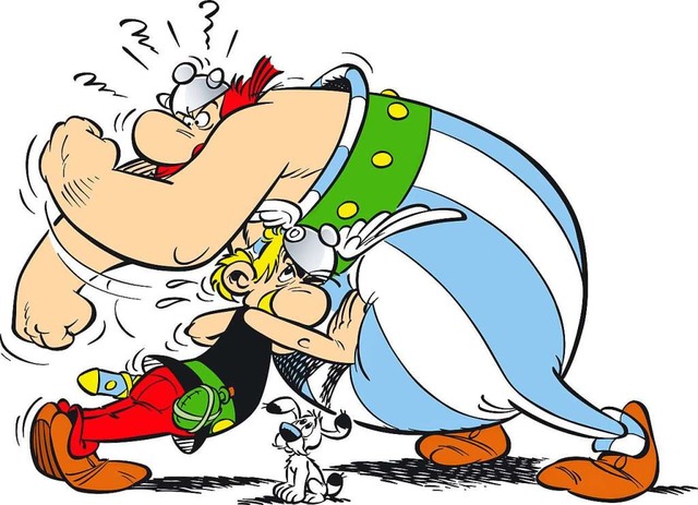 Asterix, Obelix &#8211; und Idefix, der Hund.  | Foto: dpa