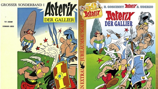 Arme Rmer: &#8222;Asterix der Gallier...n und in der Jubilumsausgabe (rechts)  | Foto: dpa