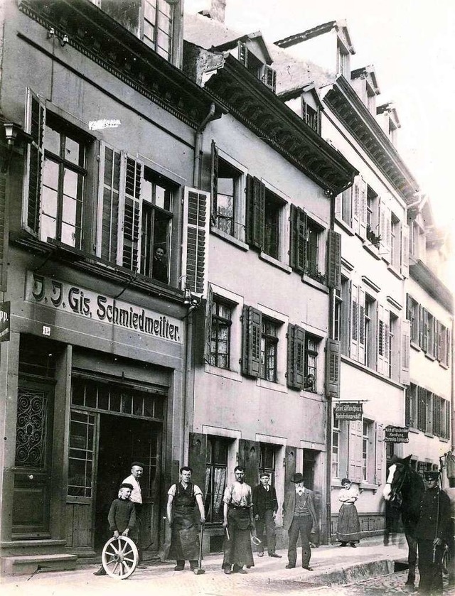 Die ehemalige Schmiede an der Adelhaus... Foto, das um das Jahr 1908 entstand.   | Foto: Archiv Manfred Gallo/Thomas Kunz