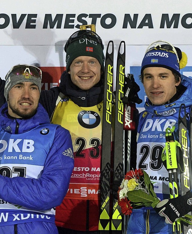 Siegertreppchen: Alexander Loginov, Jo...ngnes B und Martin Ponsiluoma (v.l.)   | Foto: AFP