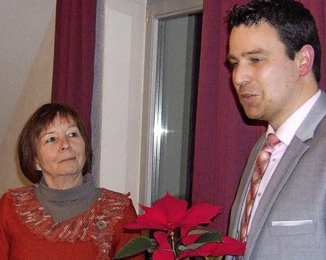 Blumen vom Brgermeister zu Doris  Hausers Abschied   | Foto: S. Mller